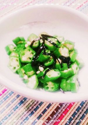 すぐ出来る！茹でて和えてのオクラの塩昆布-レシピのメイン写真