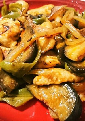 鶏むね肉となすとピーマンの甘酢炒め-レシピのメイン写真