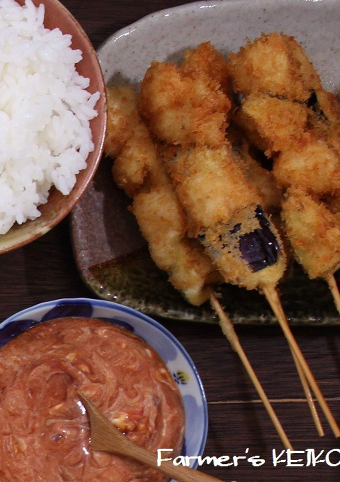 【農家のレシピ】なすとささみの串揚げ-レシピのメイン写真