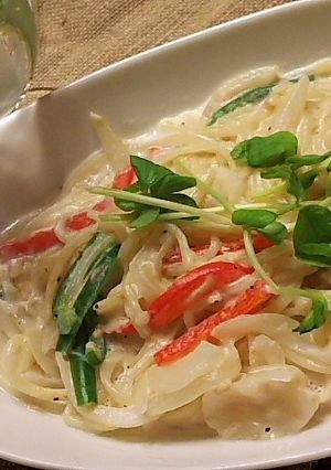米粉で簡単！冷麦のツナクリーム生パスタ風-レシピのメイン写真