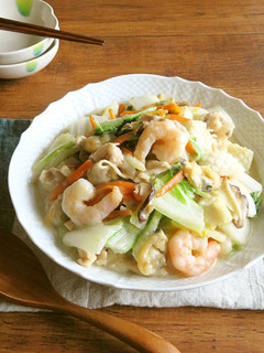 シーフドミックス♪野菜たっぷり豆乳八宝菜-レシピのメイン写真