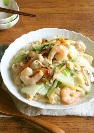 シーフドミックス♪野菜たっぷり豆乳八宝菜-レシピのメイン写真