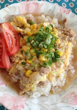 簡単♪コーンと豚ミンチの天津飯風-レシピのメイン写真