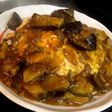固めお粥のオムライス風なすカレー掛け♪