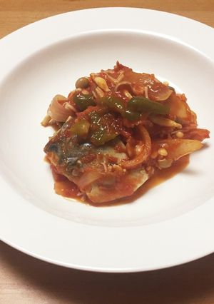 幼児食にも！鯖と野菜とキノコのトマト煮-レシピのメイン写真