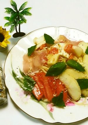 桃の冷製パスタ♡レモンペパーミックス-レシピのメイン写真
