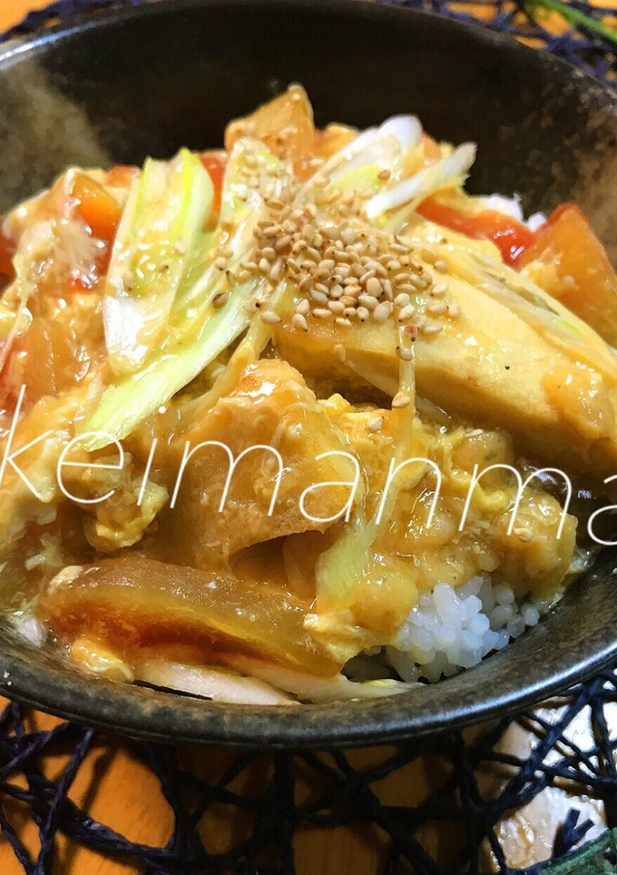 スイカの皮と高野豆腐の卵とじ丼-レシピのメイン写真