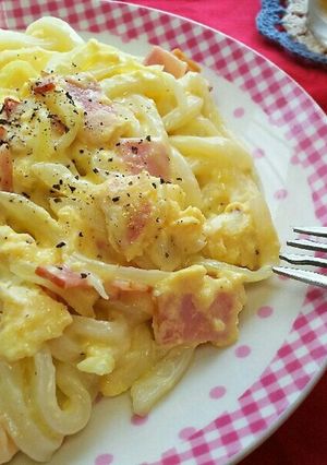 レンジで簡単☆カルボナーラ風うどん-レシピのメイン写真