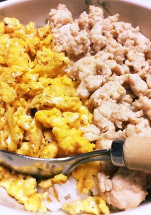 【二色丼】卵&鶏そぼろ丼！-レシピのメイン写真