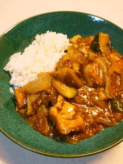レンジで下準備、夏野菜&厚揚げカレー-レシピのメイン写真