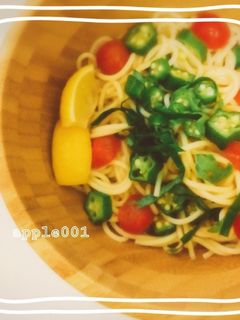 超簡単☆オクラとトマトの夏野菜和風パスタ-レシピのメイン写真