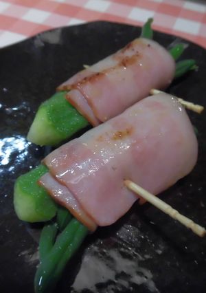 オクラとインゲンのベーコン巻き-レシピのメイン写真