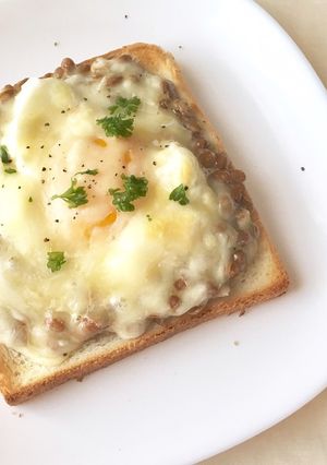 納豆たまごトースト-レシピのメイン写真