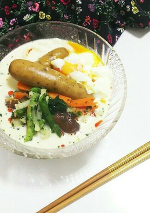 冷たい豆乳野菜の簡単うどん-レシピのメイン写真