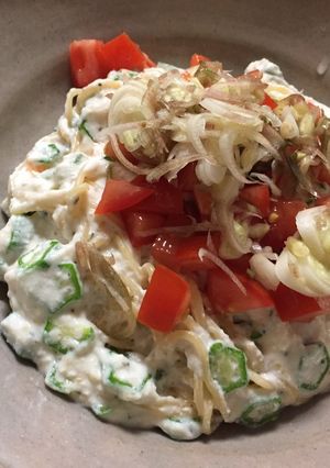 クリーミー豆腐とオクラのパスタ-レシピのメイン写真