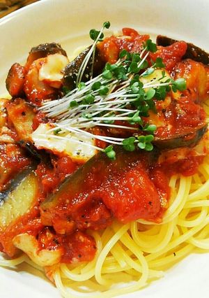 簡単10分！トマトとナスの激うまパスタ♡-レシピのメイン写真