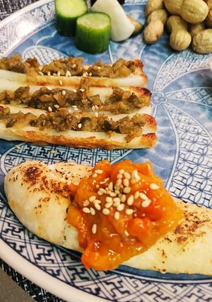ササミ梅のせ・ちくわ吹き味噌胡瓜のせ-レシピのメイン写真