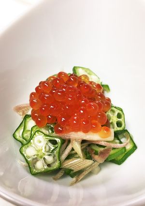オクラとミョウガの塩麹和え〜いくら添え〜-レシピのメイン写真