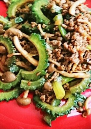 ゴーヤと合挽き肉の赤味噌炒め-レシピのメイン写真