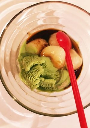 保育園メニュー 豆腐白玉だんご抹茶ソース-レシピのメイン写真