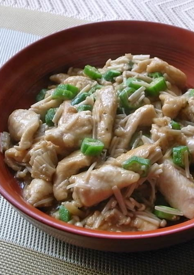 オクラとエノキでとろ～り鶏むね肉炒め-レシピのメイン写真