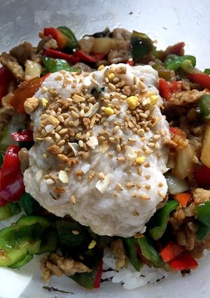 カレー風味のガパオライス トロロ載せ-レシピのメイン写真