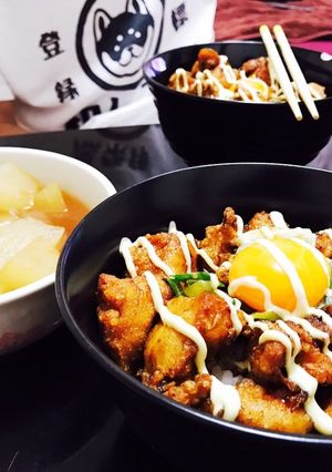 唐揚げ丼 冬瓜の煮物-レシピのメイン写真