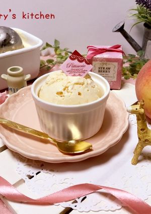 桃のコンポートでヨーグルトアイスクリーム-レシピのメイン写真