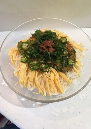 梅オクラなめたけそうめん-レシピのメイン写真