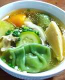 とろ茄子入りスープ餃子 　甘い野菜の出汁