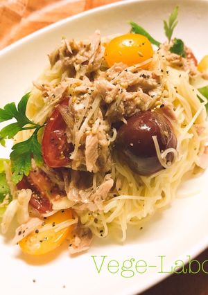 カラフルプチトマトとツナの冷製パスタ-レシピのメイン写真