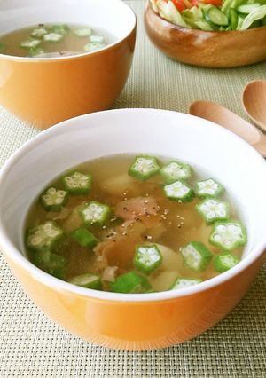 オクラと長芋と梅のコンソメスープ-レシピのメイン写真