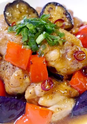 鶏肉となすの彩り南蛮煮-レシピのメイン写真