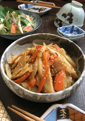切り方1つで変わるよ【蓮根の金平】-レシピのメイン写真