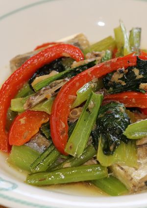 サバ缶と小松菜のバター醤油炒め-レシピのメイン写真