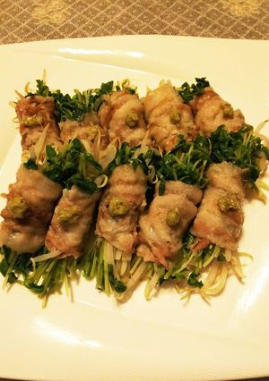 レンジで簡単！豚肉の豆苗&もやし巻き♪-レシピのメイン写真