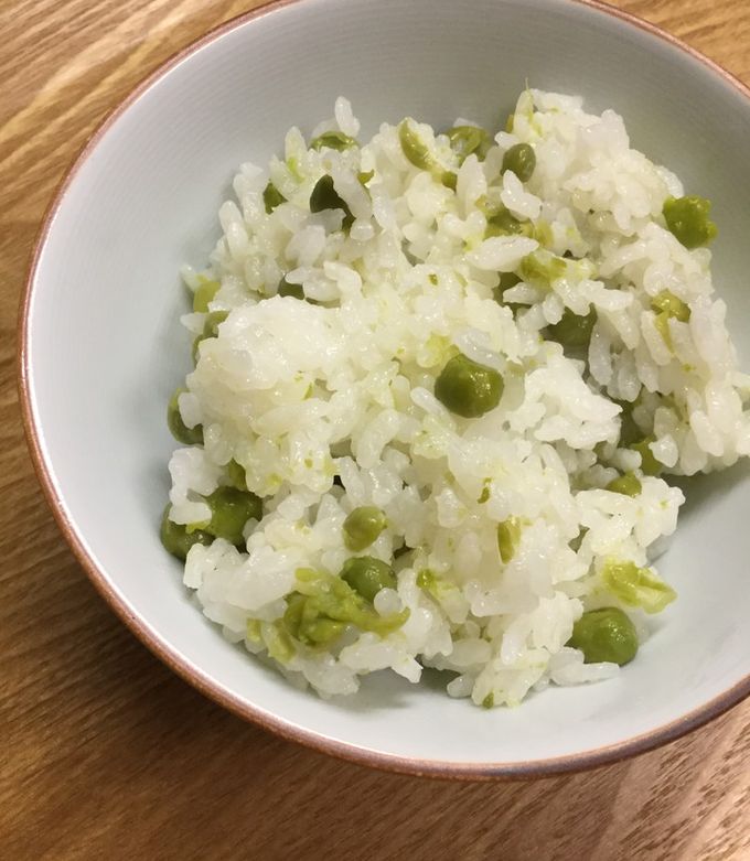 冷凍のグリンピースで・豆ごはん by はーとねこ 【クックパッド】 簡単