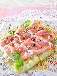 焼きナスの生ハムのせ・カルパッチョ風♪-レシピのメイン写真