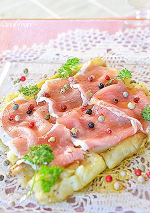 焼きナスの生ハムのせ・カルパッチョ風♪-レシピのメイン写真