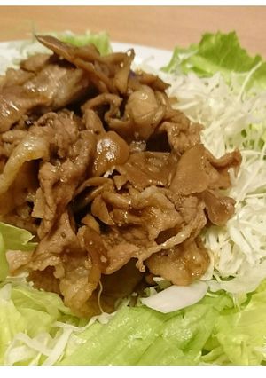 豚こまとキノコのにんにく醤油炒め-レシピのメイン写真