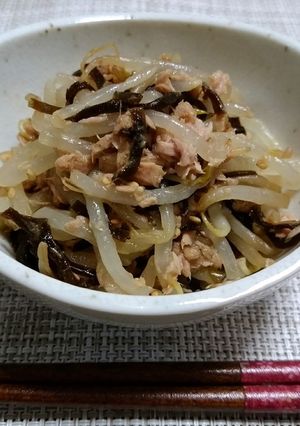 レンジで簡単!もやしとツナの塩昆布和え-レシピのメイン写真
