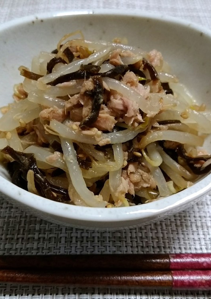 レンジで簡単！もやしとツナの塩昆布和え-レシピのメイン写真