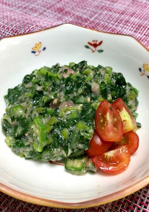 ネバネバ野菜たたきマグロニンニク味噌和え-レシピのメイン写真