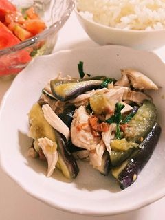 蒸し鶏茄子の梅しそ-レシピのメイン写真