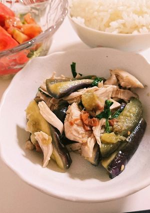 蒸し鶏茄子の梅しそ-レシピのメイン写真