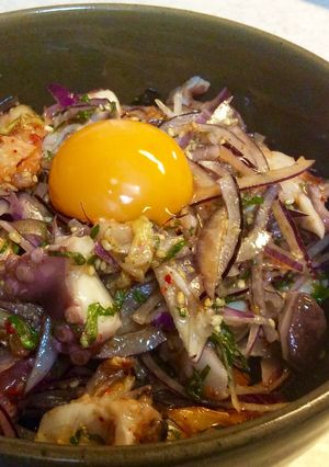 ❤︎タコとキムチのピリ辛コクうま丼❤︎-レシピのメイン写真
