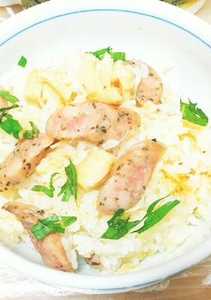 簡単ホタテと大葉ソーセージの炊き込みご飯-レシピのメイン写真