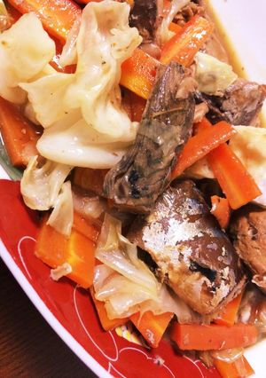 鯖味噌煮缶と野菜煮-レシピのメイン写真