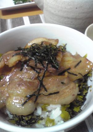 簡単！高菜漬でちょっぴり大人の豚丼♪-レシピのメイン写真