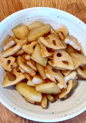 蓮根とじゃがいもバター醤油☆薄切りVer-レシピのメイン写真